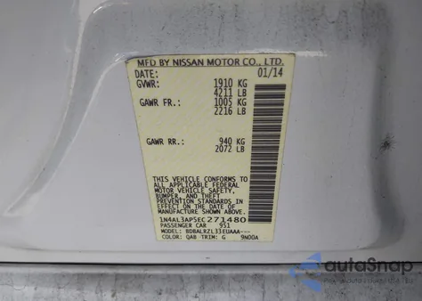 2014 Nissan Altima 2.5/2.5 S/2.5 Sl/2.5 Sv from USA, damaged, VIN 1N4AL3AP5EC271480